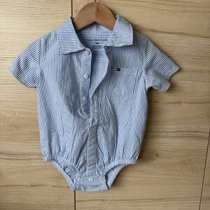 Tommy Hilfiger Light Blue & White Striped Baby One-Piece Bodysuit